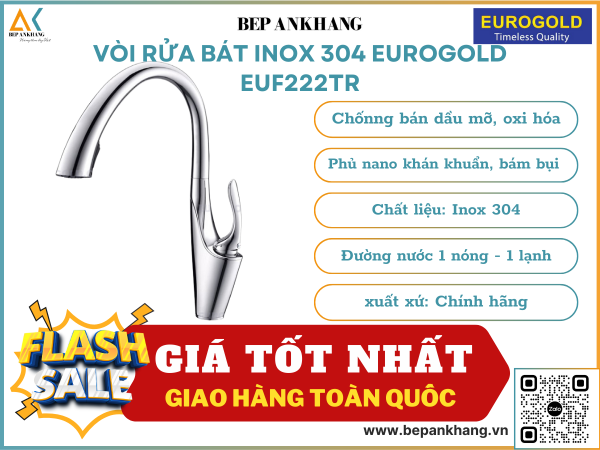 Vòi rửa bát inox 304 Eurogold EUF222TR